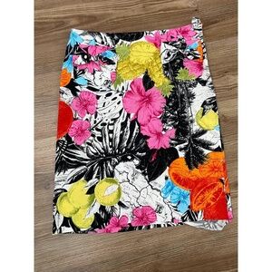 Vintage Grace Elements Bold Multi-Color Tropical Print Fruit Floral Skirt Size 8
